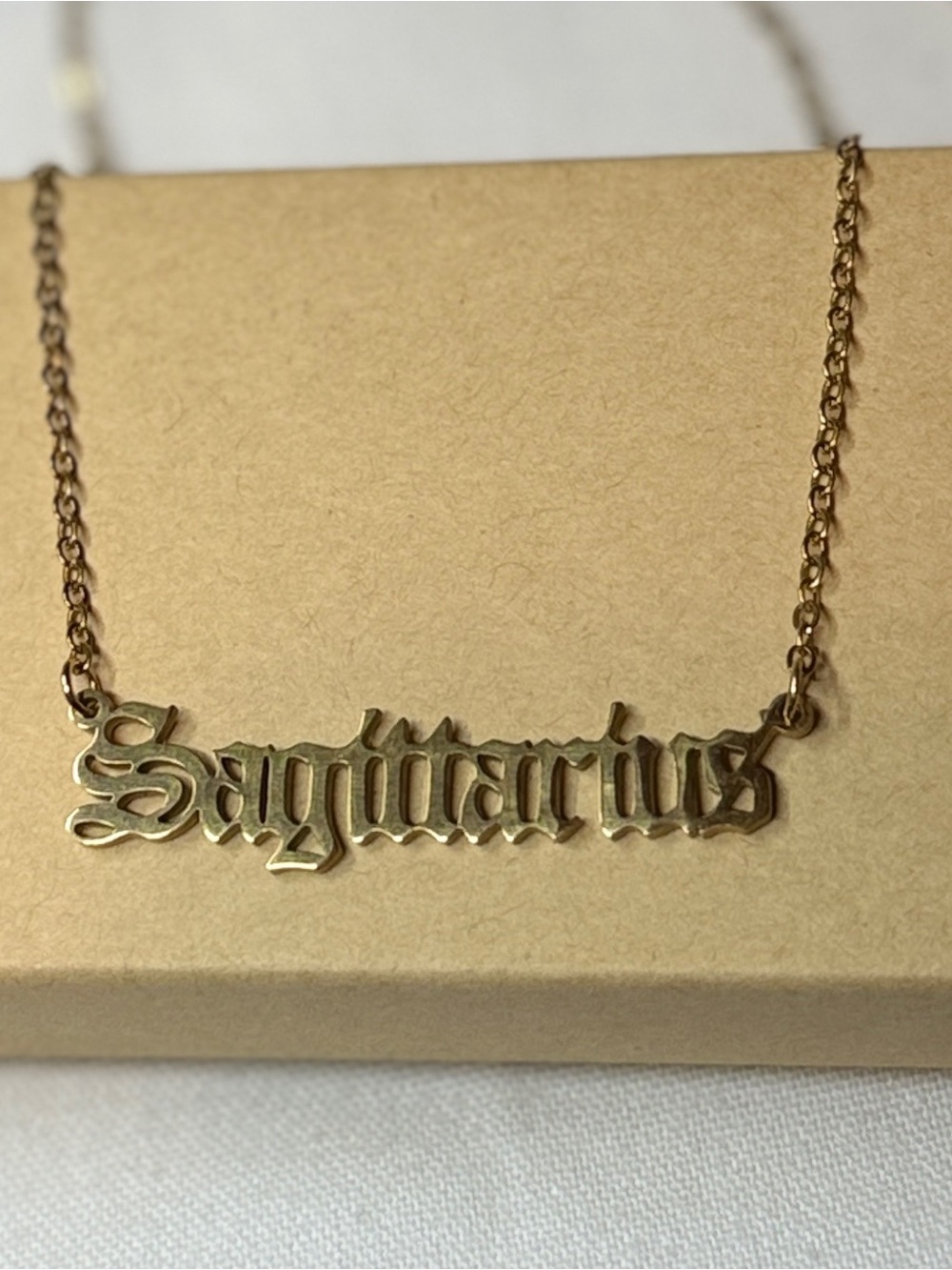 Gold Sagittarius Nameplate Necklace - Women's Zodiac Jewelry - Picture 6 of 8